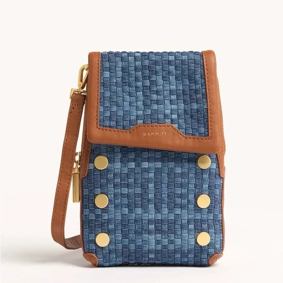 HAMMITT Women’s VIP MOBILE Mosaic Denim/Brushed Gold Crossbody - Picture 3 of 16